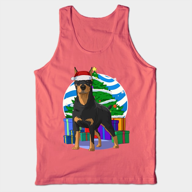 Doberman Pinscher Santa Christmas Tree Tank Top by Noseking